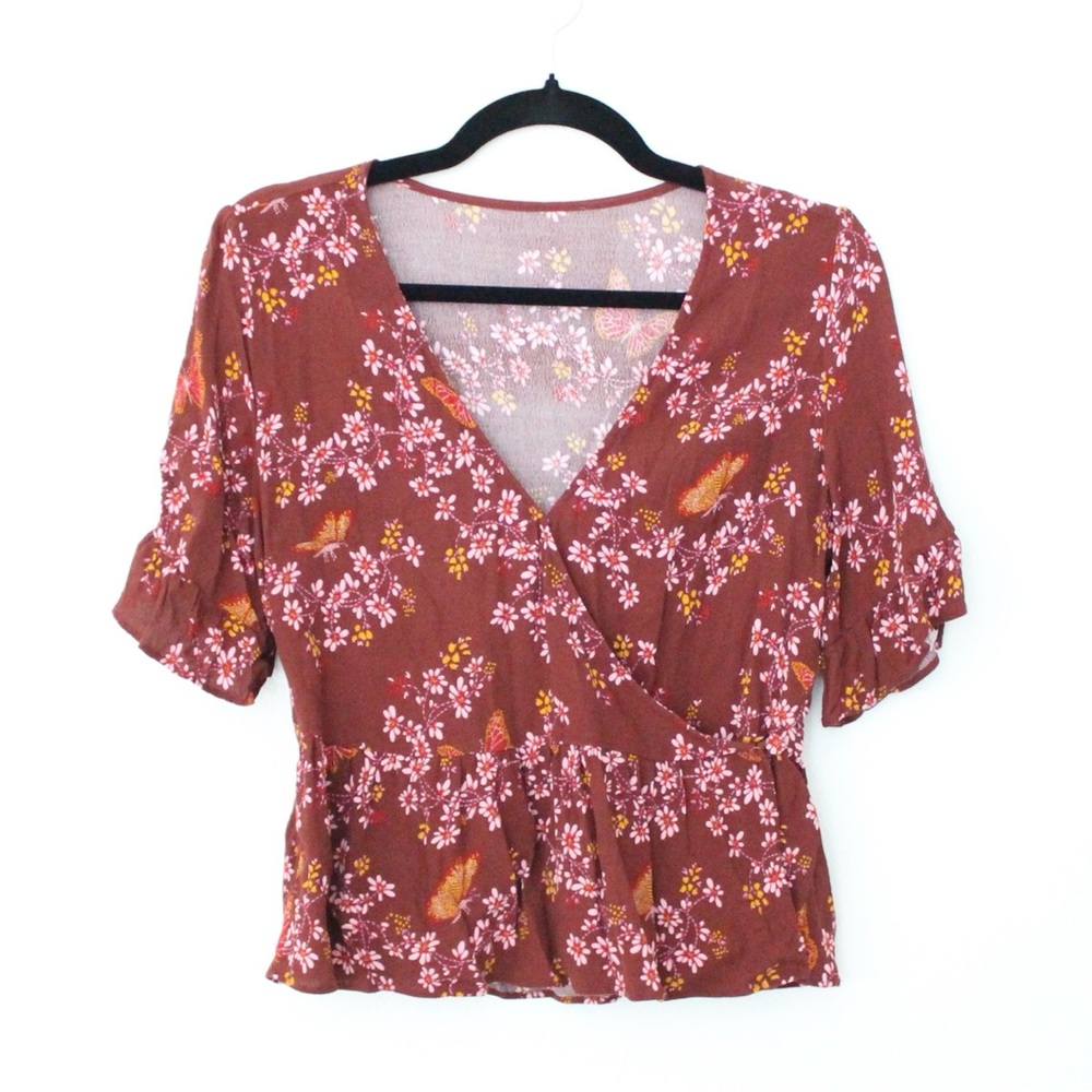 Madewell Butterfly Sanctuary Tie-Sleeve Wrap Top